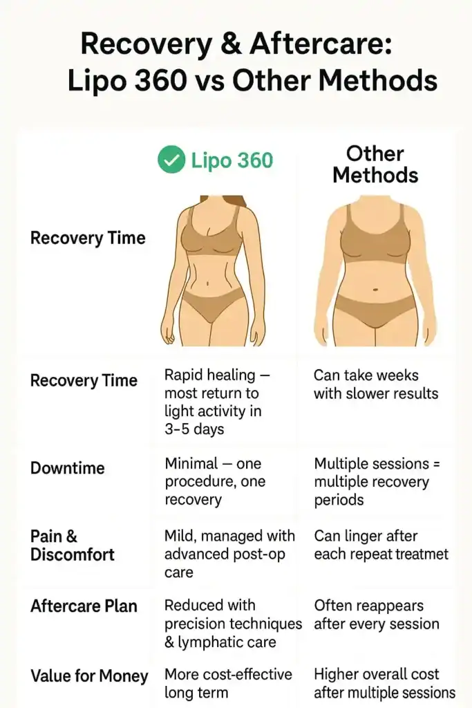 Recovery and Aftercare for Fat-Dissolving Surgery 2 Table to show fat dissolving injection aftercare St Albans
